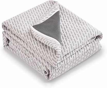 Subrtex Cover for Mattress Topper Queen Size 2 Inch (Only Cover) Mattress Topper Protector Bedding Removable Encasement with Zipper Closure