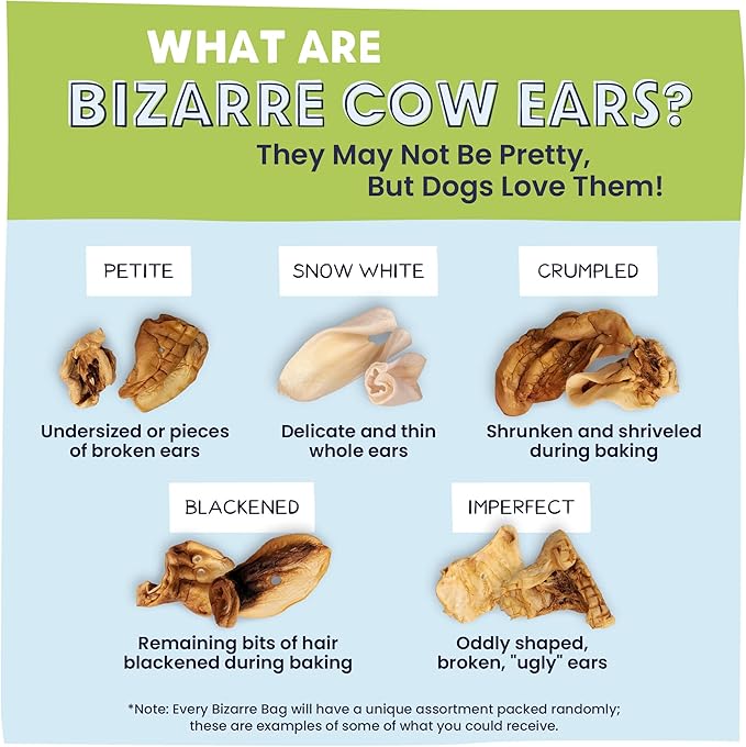 Pawstruck Natural Bizarre Cow Ears Bargain Bag – Rawhide-Free, Highly Digestible, Low Calorie & Long-Lasting Chew Treat for All Breeds – 1.5 lb Bag-Mewly Pet