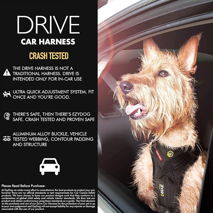 Ezydog Drive Dog Car Harness – Crash Tested and Certified (US-FMVSS 213) Dog Seat Belt Harness for Safe Travel, Adjustable with Padded Comfort (Medium)-Mewly Pet