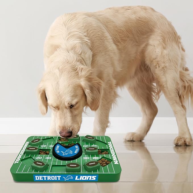 Pets First NFL Detroit Lions Large Puzzle Toy, Dog Puzzle Treat Toy, New Large Size, Interactive Dog Treat Toy, Dog Slow Feeding Toy-Mewly Pet