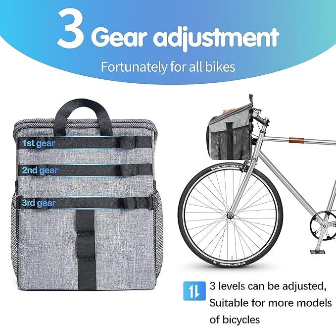 Dog Bike Basket Carrier, Pet Bicycle Front Carrier Backpack for Bike Riding Foldable Removable, Reflective Strips, 2 Side Storage Pockets, Pet Travel Bag for Cats Small Dogs-Mewly Pet