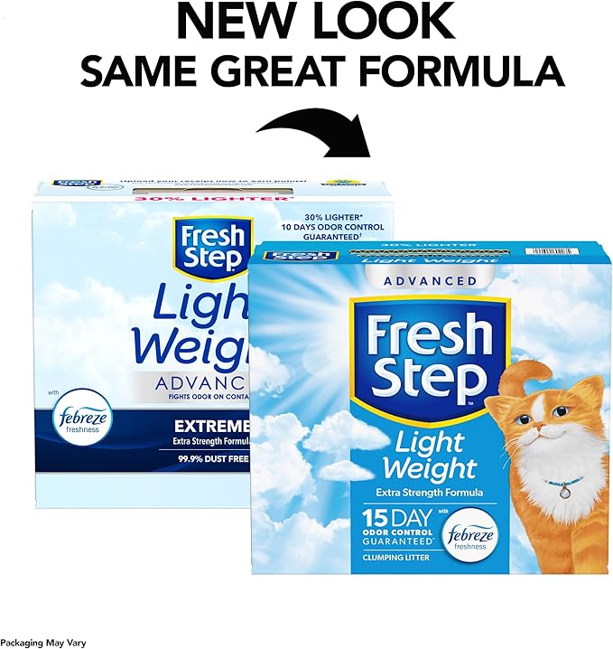 Fresh Step Light Weight Advanced Extreme Cat Litter with Febreze Freshness, Extra Strength Formula Clumping Litter, 25 lbs. (2 x 12.5 lb. Box)-Mewly Pet