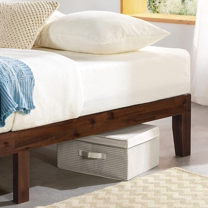 Mellow 12" Solid Wood Platform Bed Frame with Classic Wooden Slat (No Box Spring Needed), King, Espresso