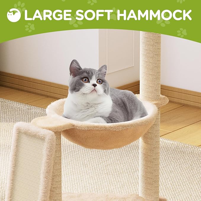 Small Cat Tree, Green Cat Tree with Scratching Post, Hammock Toy Ball and Palm Leaves for Kittens, Cat Tower for Indoor-Mewly Pet