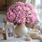 Artificial Flower Fake Silk Hydrangea Heads Bouquet with Stems Bulk for Fall Decoration Table Center Christmas Indoor Outdoor Faux Floral Realistic with Leaves Plants Crafts 8PCS(Pink)