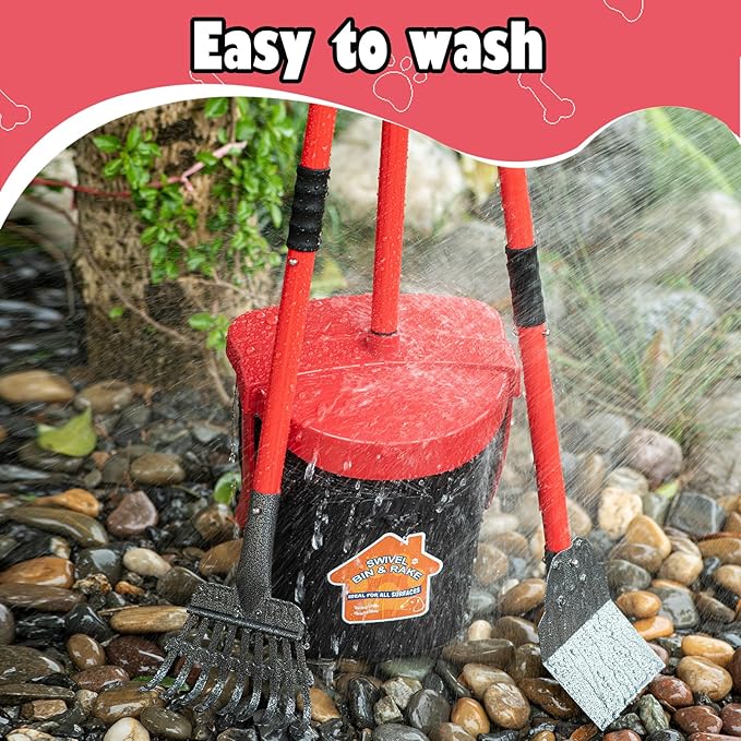 Pooper Scooper with Swivel Bin-Heavy-Duty Metal Rake & Spade, Portable Poop Scooper,Includes 100 Waste Bags, Easy to Clean, Perfect for Grass Dirt or Gravel,Ideal for Small Medium Large Dogs-Mewly Pet