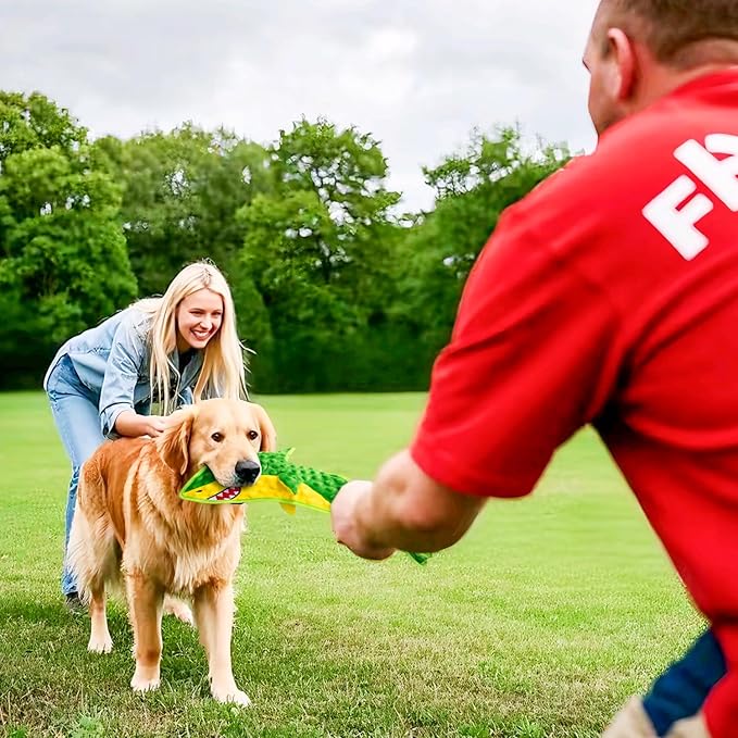 Squeaky Dog Toy No Stuffed Dog Toys,Green Shark Puppy Toys for Small Medium Large Breed pups Teething Interactive Toy to Keep Them Busy, Best Christmas Birthday Gift-Mewly Pet