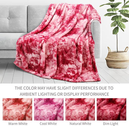 Exclusivo Mezcla Plush Fuzzy Fleece Throw Blanket Extra Large, Super Soft, Fluffy and Warm Blankets for Couch, Bed, Suitable for All Seasons (50x70 Inches, Tie Dye Pink)
