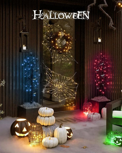 Homemory 2 Pack Color Changing Fairy Lights Battery Operated, 20Ft 60LEDs RGB Fairy String Twinkle Lights with Remote, Waterproof Silver Wire for Halloween Decor-13 Colors