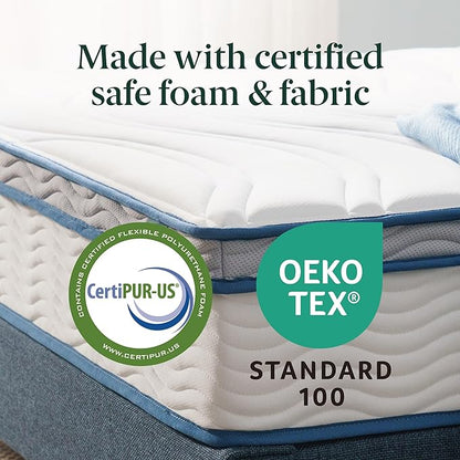 ZINUS 8 Inch Spring Sensation Hybrid Mattress [New Version], Full, Fiberglass Free, Medium Firmness, Durable Support, Certified Safe Foams & Fabric, Mattress in A Box