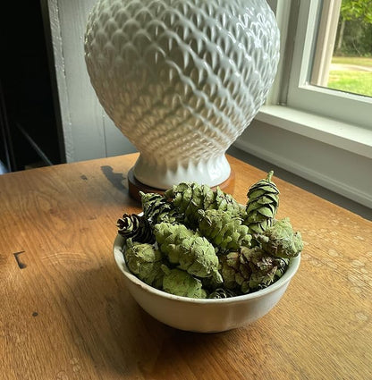 Hillhouse Naturals Cedar & Pine 8oz Potpourri Green Pine Cones. Our Potpourri Combines The Fresh Scent of Pine with a Subtle hint of Cedar and Citrus Peel. Made in The USA.