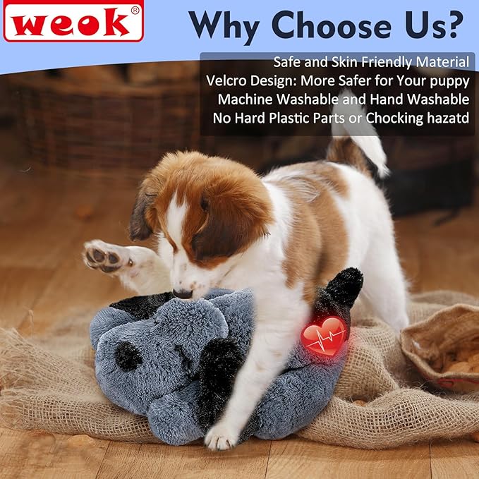 Heartbeat Dog Toy for Puppy- Heartbeat Helps for Dog Anxiety Relief and Calming Aid, Puppy Heartbeat Stuffed Animal Anxiety Calming Behavioral Aid Puppy Heartbeat Toy Sleep aid for Dogs Cats Pets-Mewly Pet