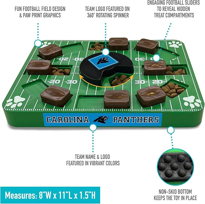Pets First NFL Carolina Panthers Puzzle Toy, Puzzle Treat Dog Toy, Interactive Dog Treat Toy, Dog Puzzle-Mewly Pet