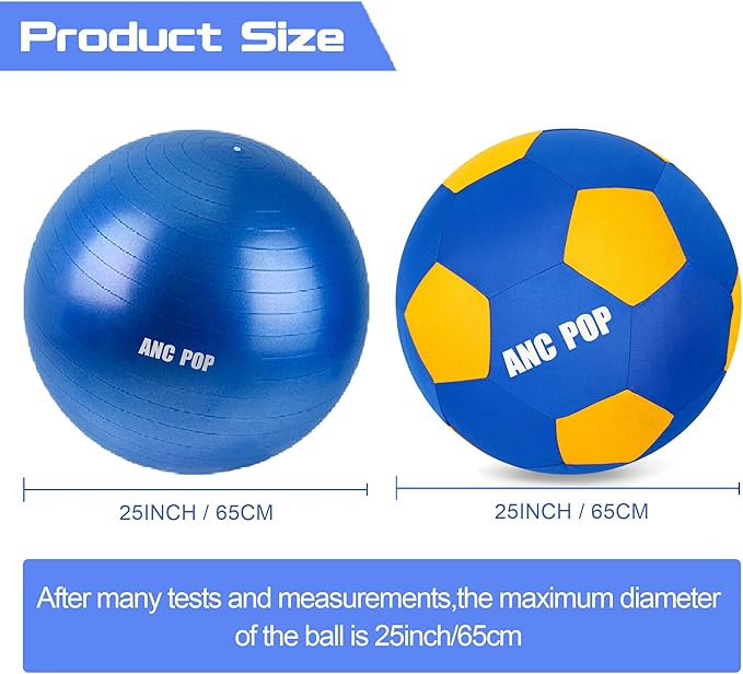 Herding Ball for Dogs Horse Ball & Cover 25" for Horses Large with Hand Pump for Play, Blue and Yellow-Mewly Pet