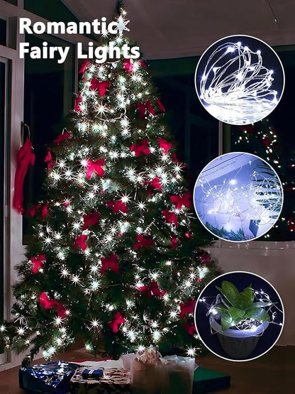 4 Pack Fairy Lights Battery Operated with Remote Control Timer, 26 FT 80 LED String Lights Outdoor Indoor, 8 Mode Twinkle Lights for Christmas Party Wedding Birthday Bedroom Décor (Cool White)