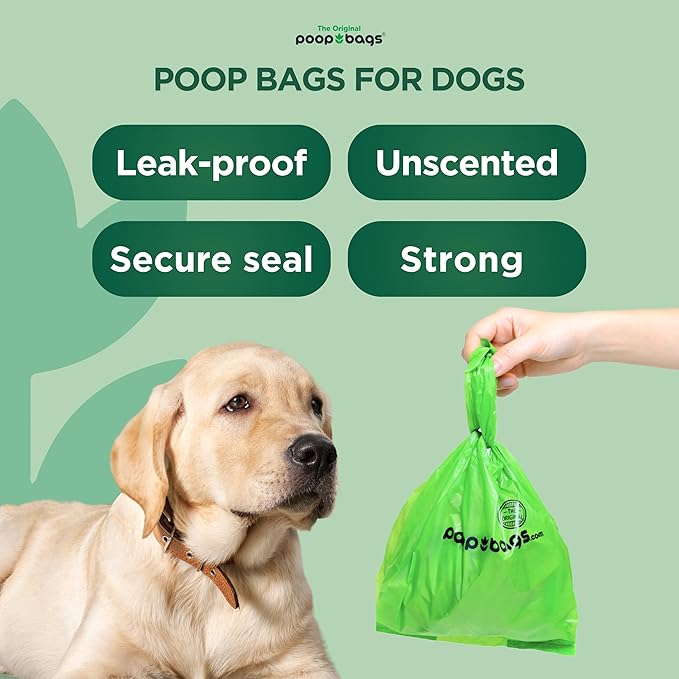 The Original Poop Bags® Dog Waste Bags with Handles, 38% Plant-Based, Heavy-Duty & Leak-Proof, 300 Count-Mewly Pet