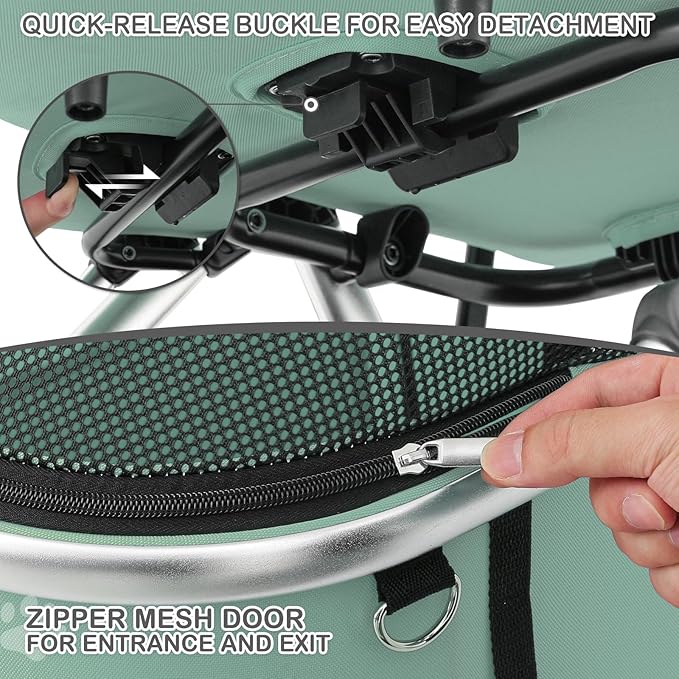 MoNiBloom Pet Stroller for Small/Medium Dogs w/Detachable Carrier & Lightweight Aluminum Frame, Folding Jogging Travel Stroller, Mint Green-Mewly Pet