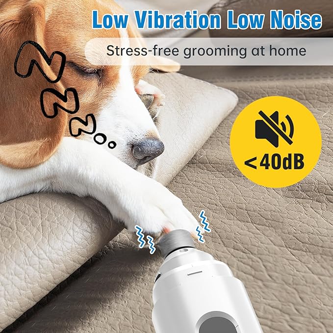 Dog Nail Grinder, 7-Speed Quiet Electric Dog Nail Trimmers, Dog Nail Clippers with Sponge Dust Collection & File for Small Medium Large Dogs, Rechargeable Pet Paw Grooming Supplies Kit-Mewly Pet