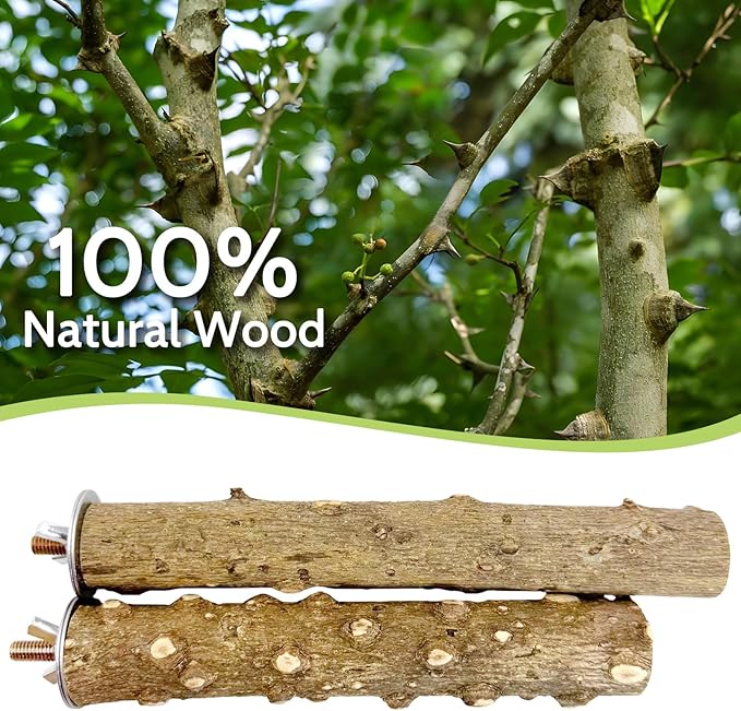 BNOSDM Natural Wood Bird Ladder Perch 6Pcs Parrot Stand Branches Climbing Chewing Stick Parakeet Swing Toys Cage Accessories Paw Grinding Fork Sets for Lovebirds Cockatiels Conure Budgies-Mewly Pet