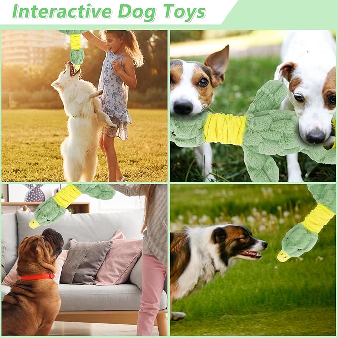 Large Plush Squeaky Dog Toys for Aggressive Chewers, Interactive Tug of War Puppy Toys for Indoor Play - Duck Stuffed Dog Toys with Soft Fabric for Small, Medium, and Large Pets-Mewly Pet