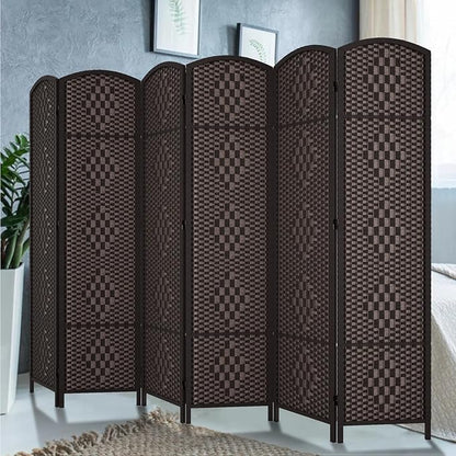 Rose Home Fashion 6 ft Tall Room Divider, Room Dividers and Folding Privacy Screens, 15.7in Privacy Screen 6 Panel Partition Temporary Wall Separation for Private, Dark Coffee