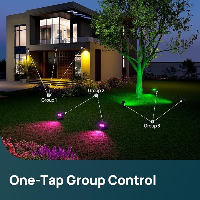 Linkind Smart Solar Spot Lights Outdoor SL5C, Solar Halloween Lights Color Changing APP/Voice Control Landscape Lighting, IP67 Spotlight Outdoor Waterproof for Yard, Garden, Pathway(14 Pack)