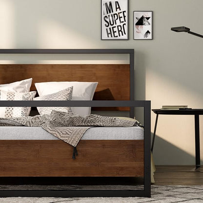 ZINUS Suzanne Bamboo and Metal Platform Bed Frame with Footboard, Wood Slat Support, No Box Spring Needed, Easy Assembly, King