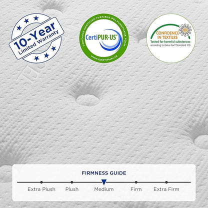 King Mattress,12 Inch Hybrid Pillow Top King Size Mattress,Individually Wrapped Pocket Coils Innerspring for a Cool Sleep & Pressure Relief,Medium Firm Feel with Motion Isolation.