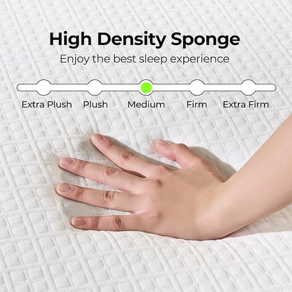 Rolanstar 6 Inch Full Mattress Gel Memory for Cool Sleep & Pressure Relief, Medium Firm Feel, CertiPUR-US Certified, Mattress in a Box, White