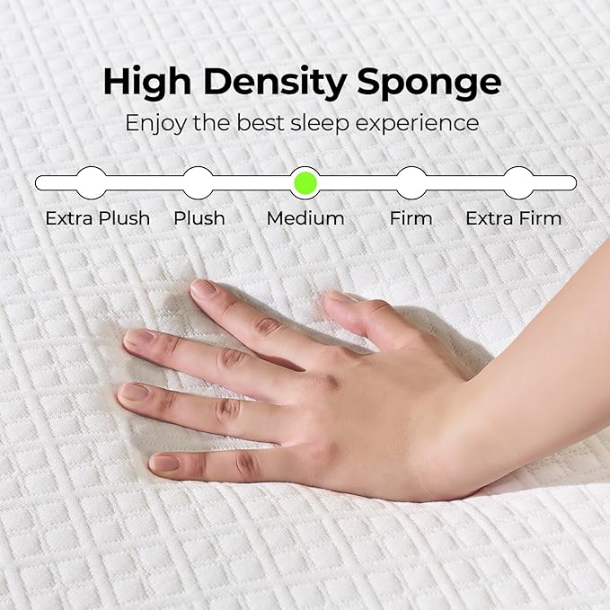 Rolanstar 10 Inch Twin Mattress Gel Memory for Cool Sleep & Pressure Relief, Medium Firm Feel, CertiPUR-US Certified, Mattress in a Box, White
