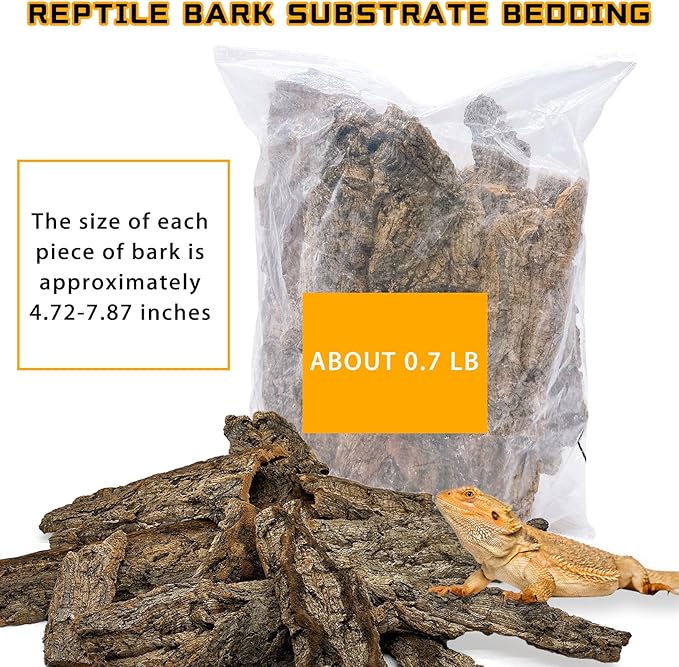 BNOSDM Reptile Terrarium Bark Substrate Bedding Tortoise Natural Cork Bark Reptile Climbing Mat Habitat Decor for Lizard Snake Spiders Hermit Crabs Tarantula Geckos Bearded Dragons (0.7 LB)-Mewly Pet