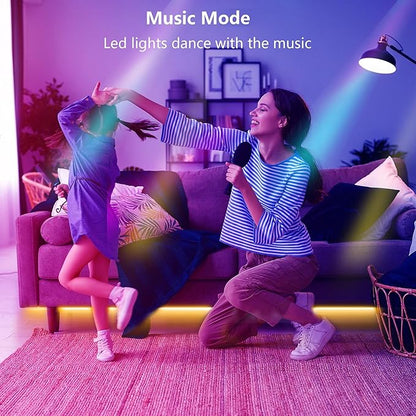Led Lights for Bedroom 100ft (1 Rolls of 100ft) Music Sync Color Changing Led Strip Lights with 60 Key Remote and App Control RGB Led Light Strip for Home Party Room Decoration