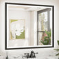 TETOTE Black LED Bathroom Mirror with Lights 42x36 Front & Back Light Vanity Framed Mirror Baroque Anti Fog Dimmable White/Warm/Natural,CRI90+,Waterproof,Wall Mounted(Horizontal/Vertical)