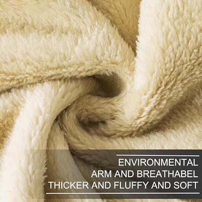 Fleece Blankets for All Season - Premium Lightweight Anti-Static Throw for Travel Size Bed Extra Soft Brush Fabric Warm Sofa Thermal Blanket 51" x 60"(Khaki)