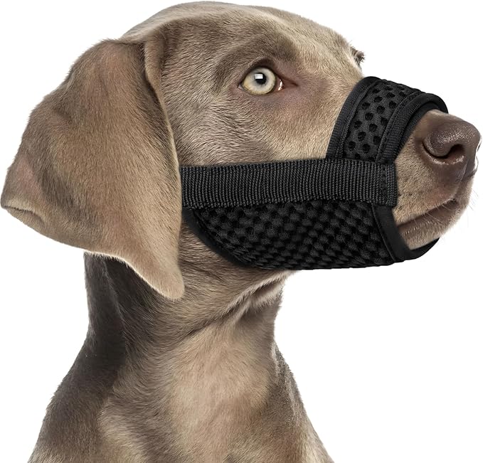 Mayerzon Dog Muzzle with Hook and Loop for Large Medium Small Dogs, Patented Soft Mesh Beagle Labrador Puppy Muzzles for Biting Chewing Grooming, Breathable, Adjustable, Allows Panting Drinking-Mewly Pet
