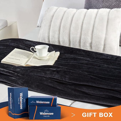 Walensee Fleece Blanket Plush Throw Fuzzy Lightweight (California King Size 108x102black) Super Soft Microfiber Cal King Size Flannel Blankets for Couch, Bed, Sofa Warm and Cozy for All Seasons