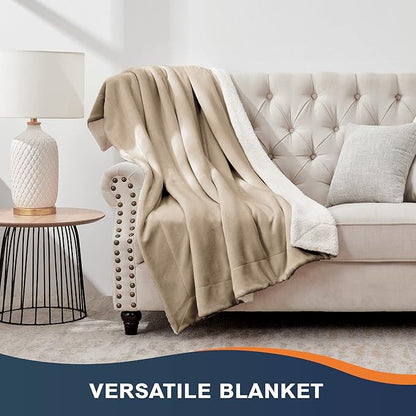 Walensee Sherpa Fleece Blanket (King Size 108”x90” Camel) Plush Throw Fuzzy Super Soft Reversible Microfiber Flannel Blankets for Couch, Bed, Sofa Ultra Luxurious Warm and Cozy for All Seasons