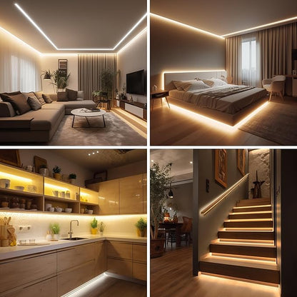 COB LED Strip Lights Warm White,24V Dimmable led Light Strip KIT with Remote and app Control,2700K 50FT/15m 8mm Wide Ra>90 Cuttable Flexible Strip Lights for Bedroom,Shelf,Cabinet