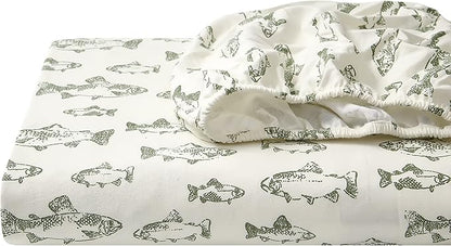 Eddie Bauer - Twin Sheets, Cotton Flannel Bedding Set, Brushed For Extra Softness, Cozy Home Decor (School of Fish, Twin)