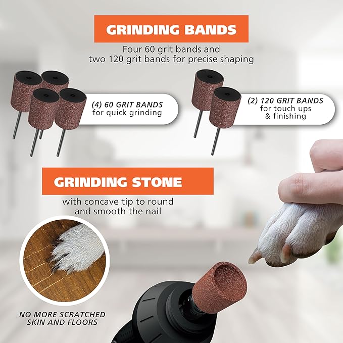 Wahl Grind & Smooth 2 Speed Battery Dog Nail Grinder with Concave Rounding Tip and Nail Guard for Increased Safety and Precise Nail Grinding - Model 3026333-Mewly Pet