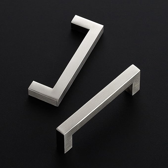 Ravinte 10 Pack 4 Inch Kitchen Square Cabinet Handles Satin Nickel Pulls Brushed Nickel Drawer Pulls Cabinet Hardware Kitchen Handles