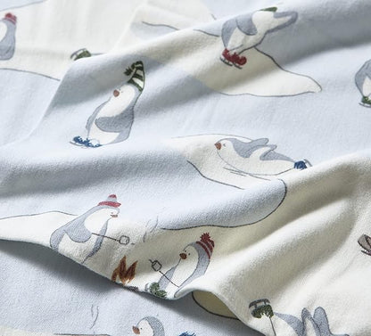 Eddie Bauer - Twin Sheets, Cotton Flannel Bedding Set, Brushed For Extra Softness, Cozy Home Decor (Skating Penguin, Twin)