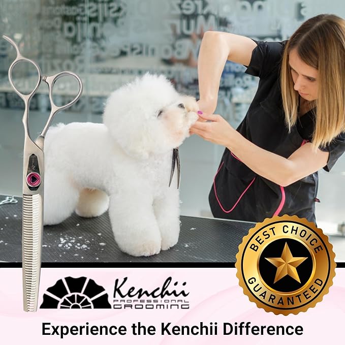 Kenchii Love Dog Grooming Scissors, 46 Tooth Thinning Shears, Dog Scissors for Grooming, Professional Pet Grooming Scissors, Heavy Duty, Durable and Sharp-Mewly Pet