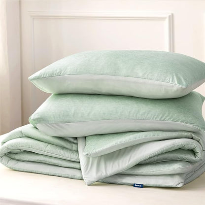 Bedsure California King Comforter Set - Cooling and Warm Bed Set, Sage Green Reversible Bedding for All Season, 3 Pieces, 1 California King Size Comforter (104"x96") and 2 Pillow Cases (20"x36")