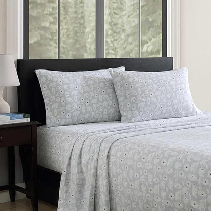 Eddie Bauer - Flannel Sheets Full Size, Anti-Pilling & Wrinkle Resistant Cotton, Touchably Soft for All-Season Comfort - Bed Sheets with Matching Pillowcases & Fitted Sheet (Explorer Bears Grey)