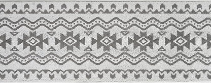 Custom Size Southwestern Style Runner Rug Mat for Wide Hallway Entryway Kitchen Laundry Room with Slip Resistant Latex Rubber Backing, Aztec Light Grey, 31 inch X 15 feet