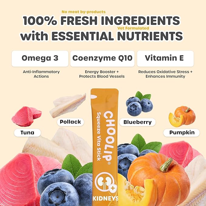 Bundle | Kidney + Brain Pouches. 14 Squeeze Vita Sticks (7 Kidney + 7 Brain) with Essential multivitamins. [Both Products are for Cats & Dogs of All Life Stages]-Mewly Pet