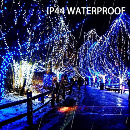 Dazzle Bright 132FT 400 LED Christmas Lights, Christmas String Lights Plug in with 8 Modes, Waterproof Christmas Decorations for Xmas Indoor Outdoor Party Home Tree Decor, Blue
