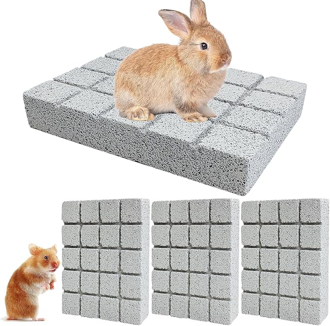 Hamiledyi 4PCS Rabbit Scratching Pads Bunny Lava Grinding Claw Pads Small Animal Foot Pads Hamster Scratch Board Chew Toys for Gerbil Chinchilla Hedgehog Guinea Pig Cage Accessories-Mewly Pet