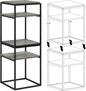 Furinno Simplistic End Side Night Stand/Bedside Table with Stainless Steel Tubes, Stackable Metal Frame, French Oak Grey